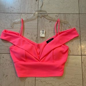Hot Pink off shoulder Crop Top ANGL - NEW with tags